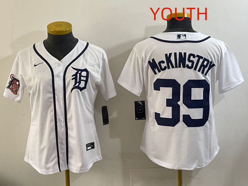 Youth Detroit Tigers 39 Mckinstry White Game Nike MLB Jersey style 005
